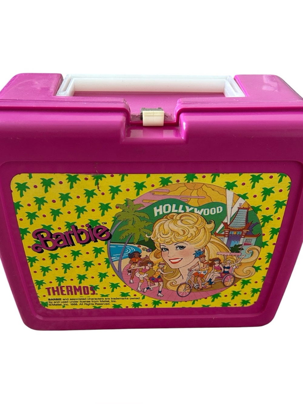 Vintage 80s 1988 Pink Plastic Hollywood Barbie Lunch Box NO THERMOS